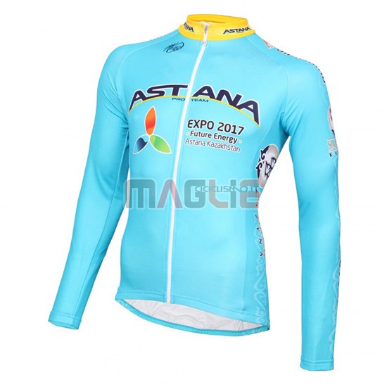 Maglia Astana manica lunga 2016 azzurro e giallo - Clicca l'immagine per chiudere